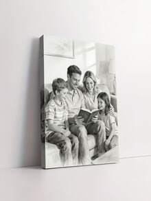 Customizable Wooden Frame Canvas Wall Art - Personalized Family Portraits And Action Photos, Printed, Suitable For Living Room, Bedroom Or Home Office Decor, Cozy Room Accents, Quality Reproduction Framed Canvas Painting - Multicolor - View 5