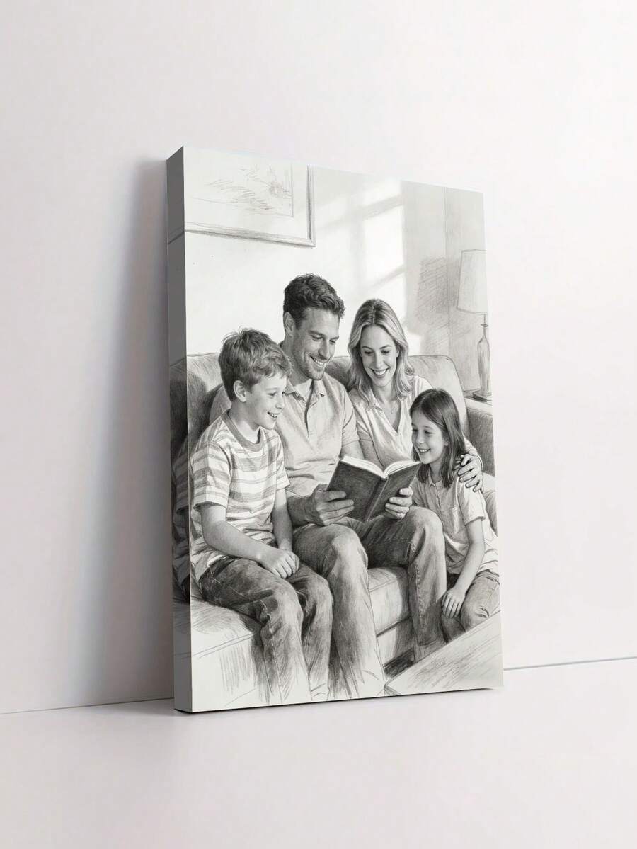 可定制木框帆布墙画 - 个性化家庭肖像和动态照片，印刷精美，适合客厅、卧室或家庭办公室装饰，营造温馨的房间氛围，高品质复制装裱帆布画
