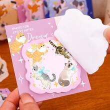 4 piezas Notas adhesivas de diario de gato y perro, bloc de notas con lindos dibujos animados de gatitos y cachorros, papelería creativa y de alta calidad para estudiantes - 4 piezas/al azar - Ver 4