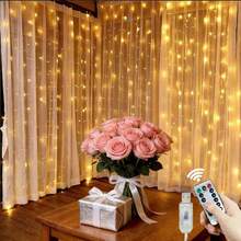 100/200/300/600 Luzes de Corda de Cortina LED, 4 Opções de Cores, 8 Modos de Piscar, Com Controle Remoto, Luzes de Fada para Bottom de Casamento - Alimentado por USB, Decoração de Parede de Quarto, Sala de Estar, Luzes Coloridas, Iluminação de Feriado, Decoração de Festa de Aniversário e Casamento, Guirlanda de Luzes de Corda - Cortina de luz USB - Visão 19