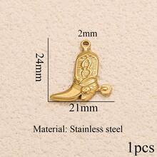 1件装不锈钢时尚心形、十字架、牛头造型包包挂饰，可用于装饰包包、项链和耳环，是DIY珠宝制作的理想配件，适合日常佩戴。 - 金黃色 - 查看 13