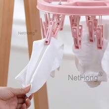Sock Dryer With 18 Pegs, Rotating Drying Rack With Windproof Hooks Rack Socks - Multicolor - View 4