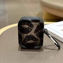 Sexy Black Lip Design Protective Case Compatible With Apple , Transparent Black Earphone Protective Cover, Anti-Drop Earphone Case, Only Suitable Compatible With Apple Bluetooth Earphone - Transparent Black - View 13