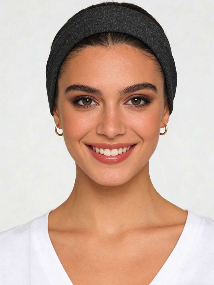 1pc Women Sports Headband, Yoga Running Fitness Sweat Absorbing Hairband, Casual Elastic Headwrap - Multicolor - View 1