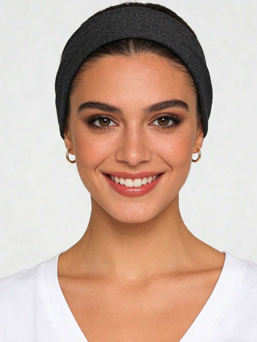 1条女士运动头带，瑜伽跑步健身吸汗发带，休闲弹力头巾 - 彩色 - 查看 1