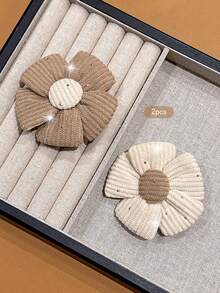 2pcs Korean Style Floral Hair Clips, Sweet Fashion Hair Accessories Suitable For Daily Use - Multicolor - View 5