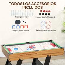 SPORTNOW Mesa Multijuegos Plegable 13 en 1, Mesa de Juego con Futbolines para Niños, Billar, Ping-pong, Hockey, Ajedrez, Damas, Backgammon y Accesorios, Diversión Familiar para Adultos y Niños - Multicolor - Ver 10