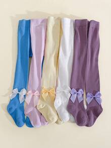 5pcs Girls' Bow Decor Versatile Casual Leggings/Tights, Suitable For All Seasons - Multicolor - View 7