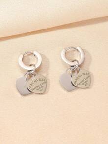 1 par de pendientes con forma de corazón de acero inoxidable y titanio, chapados en oro, adecuados para uso diario - Oro 1 - Ver 4