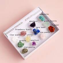 12pcs Natural Crystal Amethyst Raw Stone Ring Box Quartz Minerals Jewelry Quartz Women Fashion Ring Reiki Healing Jewelry Mother's Day Gift - 12-piece Ring Set - View 16