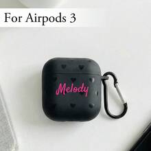 Custom Name Earphone Case For AirPods 1/2/3/4/Pro Personalized Leopard Print Earphone Case Black Heart Minimalist Plated Soft TPU Silicone Protective Case With Carabiner - Black - View 13