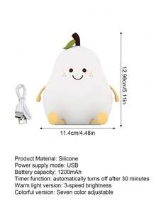 1pc Cute Pear-Shaped Touch LED Lamp With Color Changing Function, 7-Color Adjustable Soft Lighting Suitable For Bedroom, Ideal Birthday Gift, Bedside Decor, Rechargeable Battery, Charming Nightlight Design For Bedroom - Multicolor - View 7