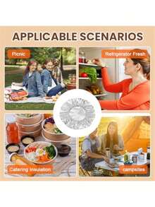 20/10/5 Peças Tampa Reutilizável de Alumínio, Aquecedor de Mesa de Alimentos, Sacos de Armazenamento de Alimentos, Sacos de Preservação de Alimentos, Armazenamento de Cozinha, Embalagem Plástica Doméstica, Contato, Armazenamento de Sobras, Tampa de Retenção de Frescor e Calor de Cozinha, Adequado para Tigelas, Pratos e Pratos, Mantém os Alimentos Quentes, Frescos e à Prova de Poeira, Equipamento de Preservação de Alimentos - Multicolorido - Visão 9