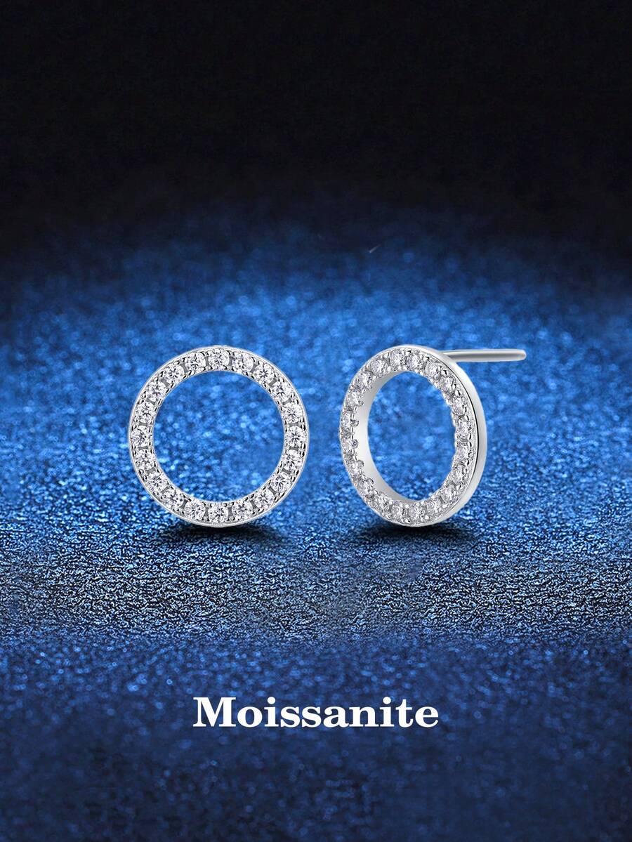 BLOVEMEE 2 pezzi Eleganti orecchini in argento sterling 925 con cerchio in moissanite da 1,3 mm, adatti per uso quotidiano, feste, vacanze, San Valentino, Festa della Mamma, compleanni, anniversari di matrimonio, regalo di gioielleria per le donne - Argento - Visualizzare 1