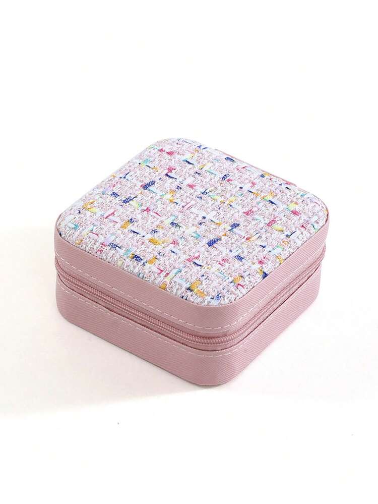 Caja de joyería portátil, caja de joyería pequeña para mujeres, caja de almacenamiento de joyas minimalista para el hogar, organizador de viaje, exquisita mini caja de joyería de viaje con cremallera, puede almacenar aretes, anillos, collares, pulseras, bolsa de cosméticos portátil, bolsa de maquillaje linda, artículo esencial para volver a la escuela, regalo inolvidable para fiestas, regalo de Pascua, regalo para damas de honor, artículo esencial de viaje de verano, accesorio de viaje, necesidad de viaje, caja de exhibición y almacenamiento portátil de doble capa, artículo esencial para cruceros - Multicolor - Añade 11