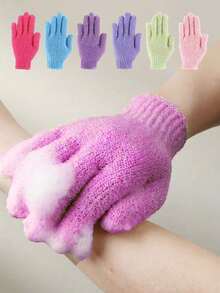 Double-Sided Exfoliating Gloves, For Skin Massage, Shower, Body Cleansing, Bath Accessories, Packing, Storage, Hair Clips For Bathing, Face, Spa, Handwashing, Deep Dead Skin Removal, Back To School - Multicolor - View 7