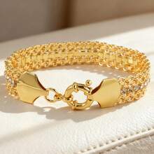 女士时尚水晶手链，适合作为情人节礼物 - 金色 - 查看 8