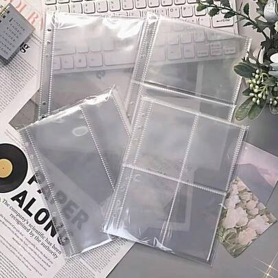 10pcs A5 Loose Leaf Photo Card Holders, Double-Sided 1/4 Pocket Design, Top-Loading, Transparent K-Pop Film Card Loose Leaf Album Refill Pages