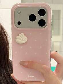 Cute Angel Wings Polka Dot Soft Phone Case Compatible With IPhone 17 Pro Max, 17 Pro, 17, 16 Pro Max, 16 Pro, 16, 15 Pro Max, 15 Pro, 15, 14 Pro Max, 14, 13, 12 Pro Max, 11, White Minimalist Y2K Girl Phone Cover - Pink Polka Dot Wings - View 2