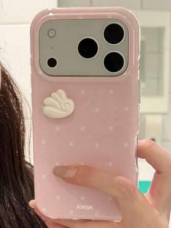 Cute Angel Wings Polka Dot Soft Phone Case Compatible With IPhone 17 Pro Max, 17 Pro, 17, 16 Pro Max, 16 Pro, 16, 15 Pro Max, 15 Pro, 15, 14 Pro Max, 14, 13, 12 Pro Max, 11, White Minimalist Y2K Girl Phone Cover