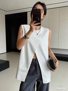 Women's Long Pink And White Knit Dress For Pre-Wedding, Civil Wedding, And Beach Wedding - 白色 - 查看 1