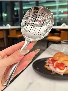 厨房用304不锈钢短柄汤勺、漏勺套装、盛菜勺、豆腐勺、面条勺 - 彩色 - 查看 6