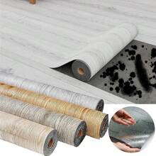 1 rolka 40 cm x 3 m samoprzylepnej naklejki na podłogę z winylu, 3D papier do odklejania i przyklejania z fakturą drewna, odpowiedni do domu, mieszkania, samoprzylepna, łatwa do usunięcia, wodoodporna, pogrubiona wykładzina podłogowa z fakturą drewna - B - Zobacz 1