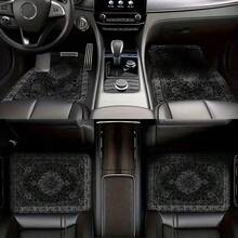4pcs Moroccan Universal Vintage Car Floor Mats, Suitable For Front & Rear Seat Protection In All Vehicles, Fashionable And Durable Car Accessories, All-Season Car Carpet Floor Mats, Enhance Your Car Interior Decor - 波希米亞 - 查看 10