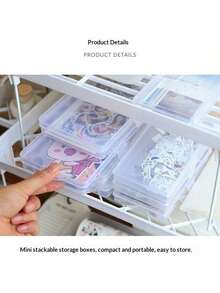1pc Plastic Storage Box, Transparent Student Stationery Organizer Box - Single Piece - View 5