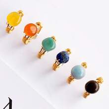 1PC Natural Crystal Amethyst Small Ball Ring Quartz Minerals Jewelry Quartz Women Fashion Ring Reiki Healing Jewelry Mother's Day Gift - Ring - View 5