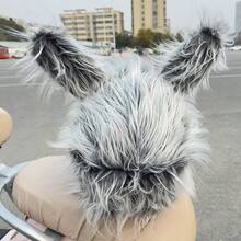 1pc Plush Helmet Cover, 3D Cartoon Rabbit Design, Fits Full Face Helmet, Effectively Protects Helmet, Suitable For Cycling - Grey - View 5