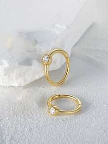 925纯银单鼻环，精致女士鼻环饰品 - 金黃色 - 查看 2