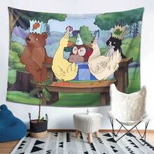 1pc Little Bear Inspired Tapestry With Cute Animal Pattern Design Detail, Machine-Washable Polyester Fabric, With Soft, Durable, Wrinkle-Resistant, Easy-Hang, Decorative Functions, Modern Minimalist Style, Tapestry Wall Hanging, Suitable For Living Rooms, Bedrooms, Cozy Movie Nights, Immersive Home Atmosphere Setup - Nhiều màu - Xem 1