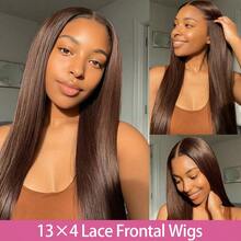 Tóc giả dài thẳng, dày 200%, kích thước 34 inch (5*5 13*4), màu nâu sô cô la #4 - Đã được cắt tỉa sẵn, tóc giả ren trong suốt HD với đường chân tóc tự nhiên và tóc con - Tóc giả thẳng, đã được kéo và uốn sẵn, không cần keo dán - Tóc giả đã được tỉa sẵn, đã được tẩy trắng, rẽ ngôi giữa - Kiểu dáng thanh lịch phù hợp với mọi sắc tộc, vẻ ngoài tự nhiên, thân thiện với người mới bắt đầu, tóc pha trộn. - màu nâu - Xem 5