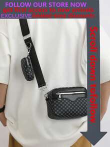 2pcs Embroidery Man Shoulder Messenger Bag With Mini Key Purse, Fashionable Shoulder Bag Students Commute Sling Bag For Man Man Bag School Supplies Bag Cylinder Bag Vintage Travel Gifts For Leather Bag For Vintage Summer Bag Spring Break Vacation Gift Bag Pack Cross Body Bag Vintage Bags Print Mini Bag Small Bag Office Bag Sling Bag Side Bags New Life Items For Students Men Essentials Fashion Men's Bags Business Luxury Bags Small Bag For Men Body Bag For Men Pouch Camera Bag Festival Valentine'S Day Phone Bag - Navy Blue - View 2