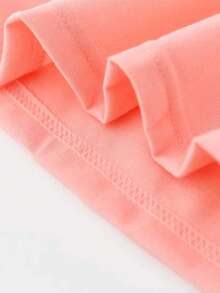 Girls' Casual Letter Print Round Neck Short Sleeve T-Shirt, Summer - Pink - View 4