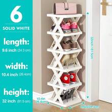 6Tier Narrow Shoe Rack, Small Vertical Shoe Stand, Space Saving DIY Free Standing Shoes Storage Organizer For Entryway, Closet, Hallway, Easy Assembly And Stable In Structure, Corridor Storage Rack, White / Black - 白色 - 查看 2