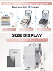 Floless 可折叠旅行笔记本电脑背包，符合航空公司规定，男女通用旅行包，可压缩旅行背包，14英寸笔记本电脑商务背包，防水大容量包 - 灰色 - 查看 5