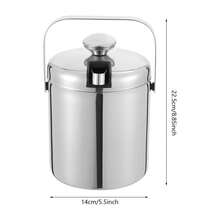 kangten 1300ML Double-Wall Stainless-Steel Insulated Ice Bucket With Lid And Ice Tong,Suitable For Champagne Wine Beer Bottle Cooler Bar Ice Cooling Bucke A Nice Gift Ice Bucket With Lid And Tongs, Portable Stainless Steel Double Wall Ice Bucket, 1.3L - Default - View 4
