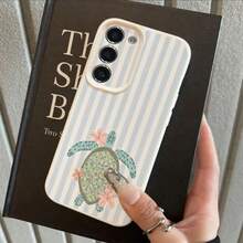 1pc TPU Striped Sea Turtle Pattern Phone Case Compatible With Samsung A15/A14/A13/A12/S24/S23/S22/S21/S20/S10/A72/A73/A71/A50/A53/A52/A32/A31/A05S - White - View 4