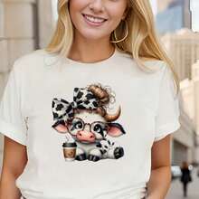 1pc/2pcs/3pcs Cartoon Cow Pattern Heat Transfer Patches, Durable Long-Lasting Iron-On Stickers For DIY T-Shirts, Sweatshirts, Jeans, Hoodies, Backpacks, Jackets, Handbags, Pillows - L - View 3