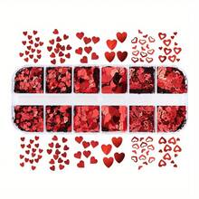 Valentine's Day Heart Glitter For Epoxy Resin Filling Holographic Red Sequins Mixed Heart Shape Paillettes DIY Keychain Pendant Handcraft Materials Mould Filler Material, DIY Crafts, Valentine's Crafts, Jewelry Casting Supplies - Red - View 12
