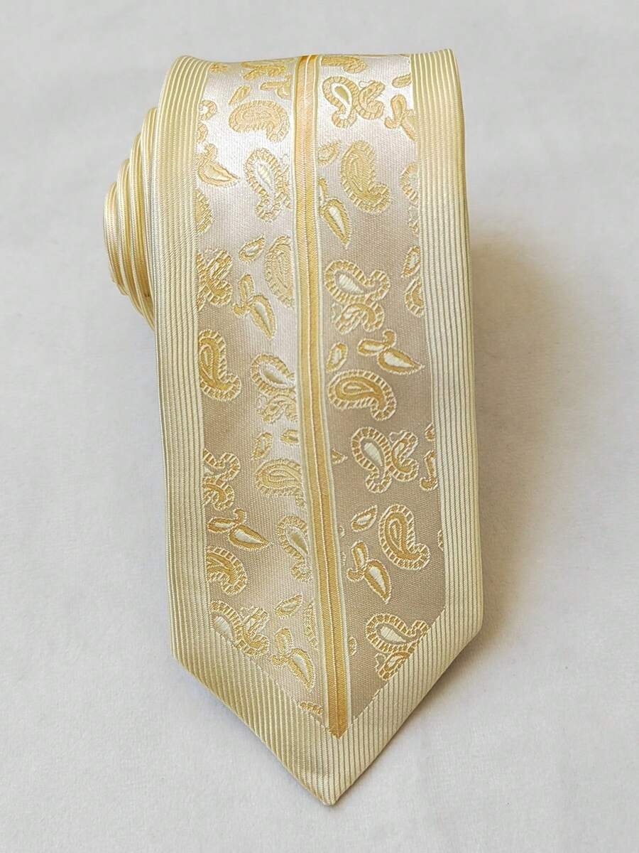 Men's Slim 3D Tie With Glitter, Slim (6cm), Casual Fabric. - 黃色 - 查看 1