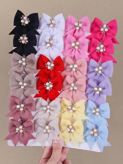 10 st. hårspännen i flerfärgad pärlrosett i tyg för flickor, söta prinsessspännen med lugg, mångsidiga håraccessoarer för vardag och skolstart