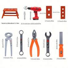 蒙特梭利儿童工具套装，角色扮演建筑玩具，带工具箱 - 适合3岁以上幼儿的益智玩具，3-6岁男孩女孩的完美生日礼物 - 彩色 - 查看 13