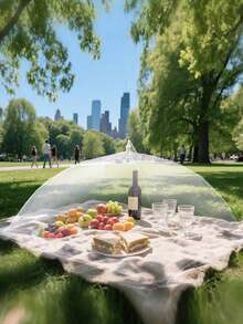 1pc,White Fly Proof Vegetable Cover, Foldable Mesh Food Cover, Mosquito Proof Table Cover, Home Table Cover, Large Foldable Food Cover, Fly Proof Kitchen And Outdoor Camping Net, Food Cover, Home Vegetable Cover, Table Cover, Foldable Vegetable Cover, Umbrella, Home Table Food Cover, Fly Proof Net - Multicolor - View 4