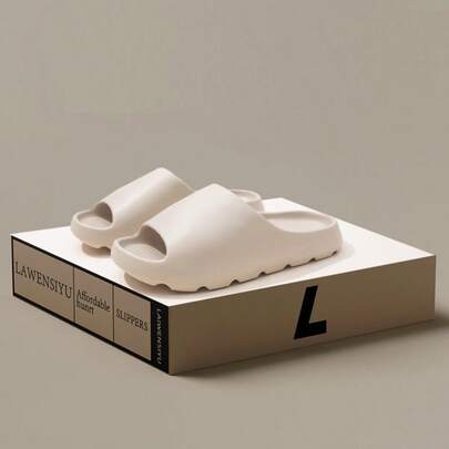 夏季时尚静音拖鞋，简约厚底软回弹鞋底，男女通用室内外EVA纯色厚底凉鞋（建议选购大一码）