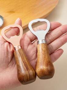1pc Rosewood Beer Bottle Opener, Stainless Steel Bottle Opener With Wooden Handle, Modern Minimalist Beer Bottle Cap Opener, Multifunctional Soda Bottle Opener - Multicolor - View 4