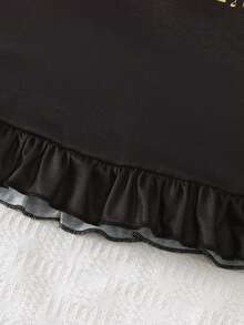 2件套女婴斋月风格无袖印花连衣裙+斜挎背包 - 黑色 - 查看 6