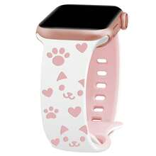 Cat Carved Watch Band, Compatible With Apple Watch Women 38mm 40mm 41mm 42mm 44mm 45mm 49mm, Cute Cat Sports Strap Fits Series 9 Ultra 2 8 SE 7 6 5 4 3/S10 - Multicolor - View 7